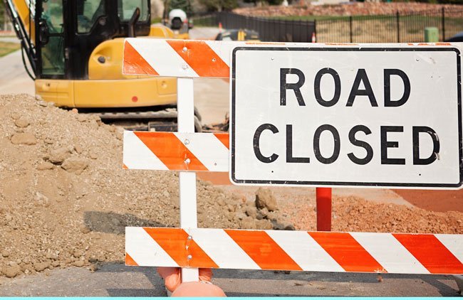 Street Barricade - Road Closed Sign