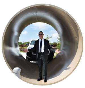 Mayor Ron in pipe