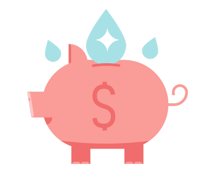 piggy bank receiving water money