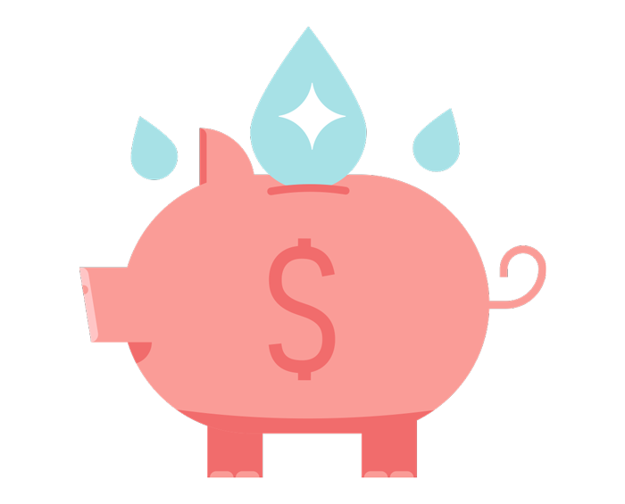 piggy bank receiving water money