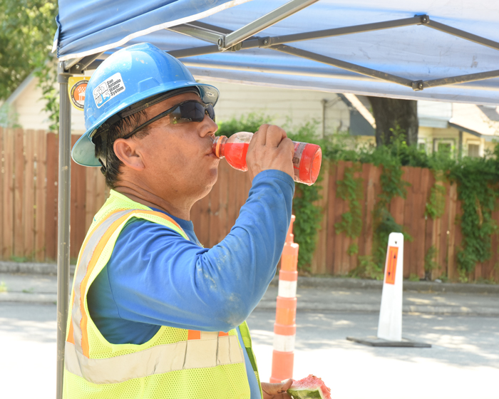 SAWS crew keeping cool with drink