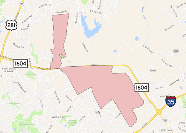 Northeast San Antonio water outage area map -- Dec. 22, 2023