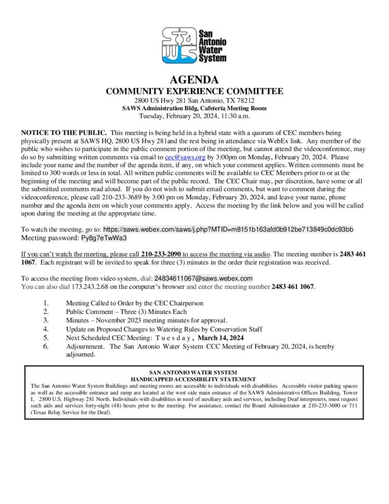 CEC_Agenda_022024 San Antonio Water System